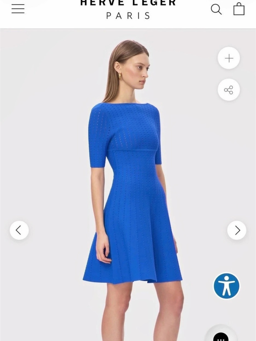 Herve Leger The Donna Dress Blue Knit Mini Dress NWT